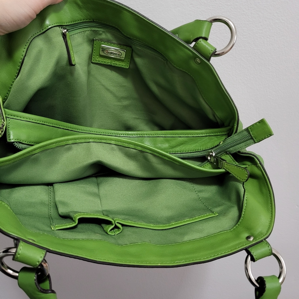 Talbots Vintage Genuine Leather Green Handbag Purse - Picture 6 of 8